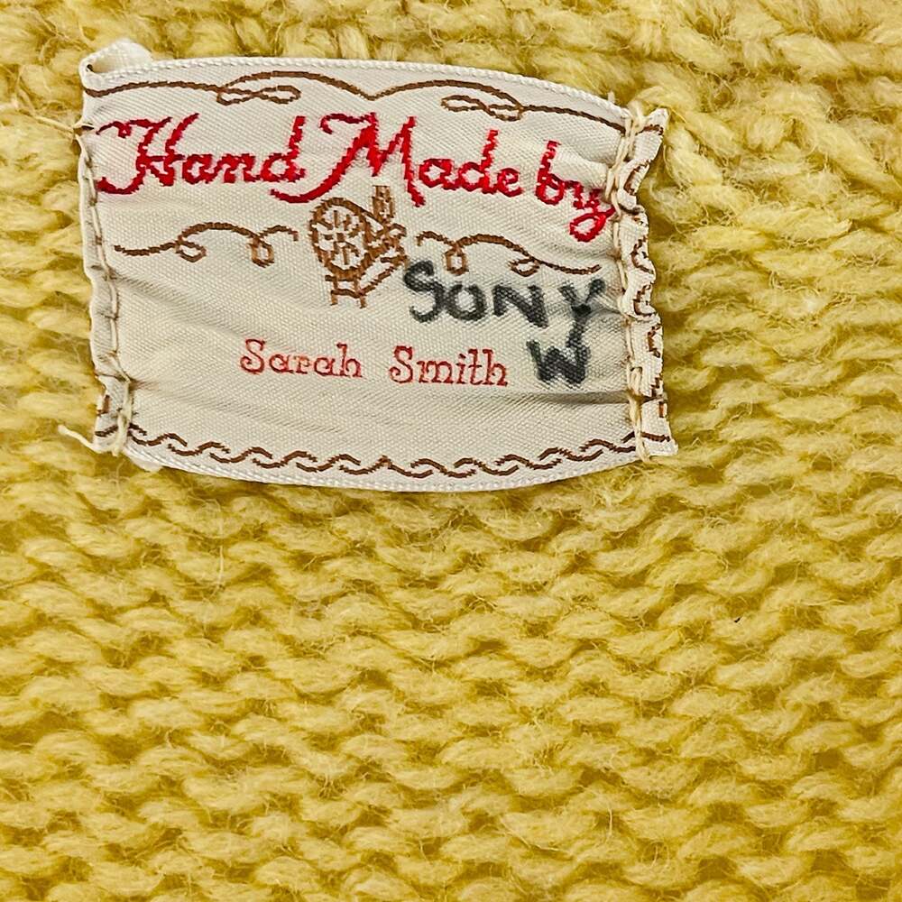Vintage Hand Made Yellow Button-Up Cardigan Sweater - Picture 6 of 8